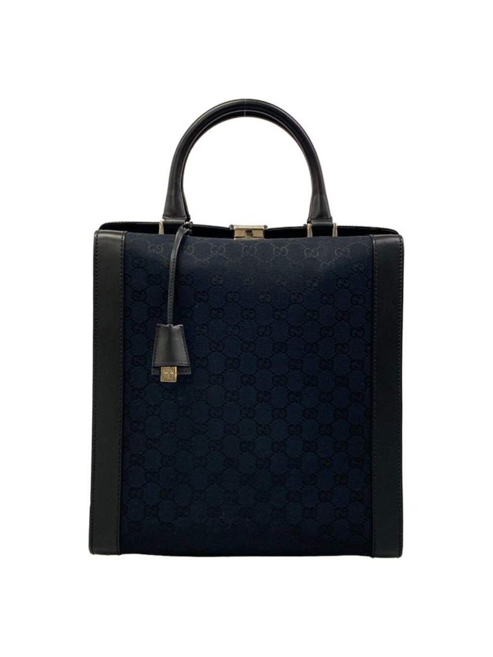 Gucci Handbag GG Pattern Black Leather